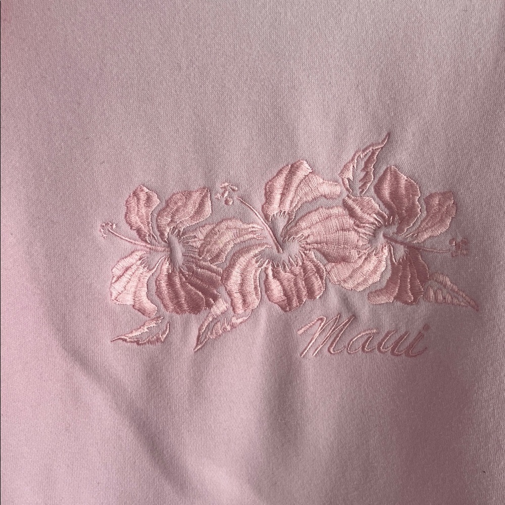 Women’s Pink Hoodie with Floral Maui Hawaii Embroidery Size 2XL - Picture 3 of 6